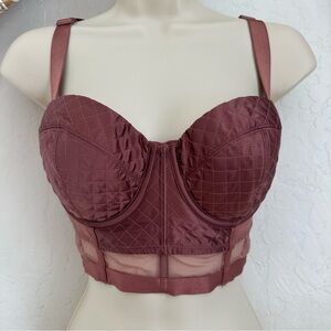 Victoria's Secret Very Sexy Lined Balconet  Bustier Corset in Plum Satin. 34D